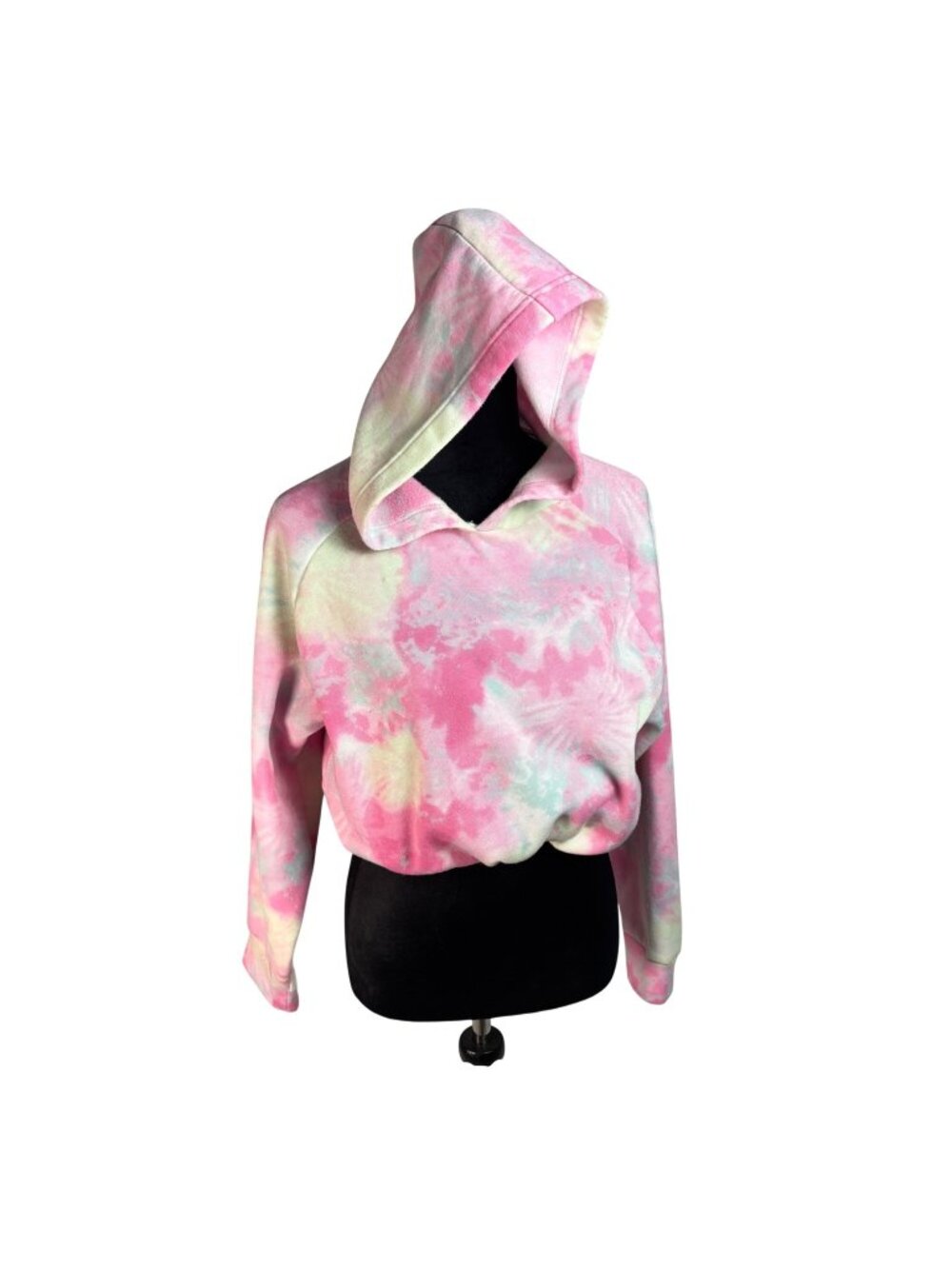 MISSPOSH Pink Tie Dye Cropped Hoodie Sweatshirt XL Soft Lounge Crop Pullover